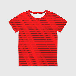 Футболка детская Красный полосатый, цвет: 3D-принт