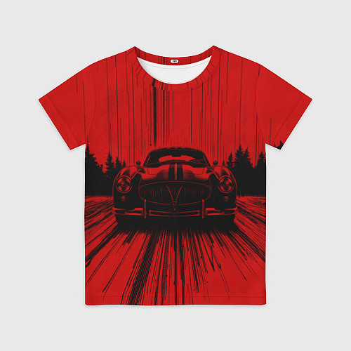 Детская футболка Спорткар на красном фоне / 3D-принт – фото 1