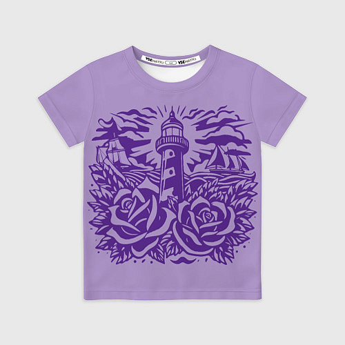 Детская футболка Маяк с розами и корабли / 3D-принт – фото 1