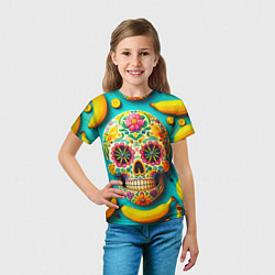 Футболка детская Череп и бананы - летняя композиция, цвет: 3D-принт — фото 2