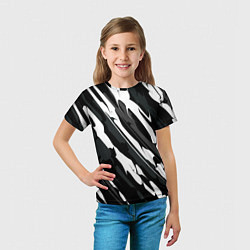 Футболка детская Разводы белым на черном, цвет: 3D-принт — фото 2