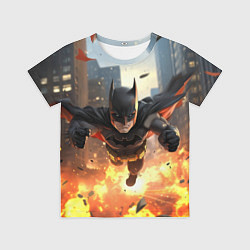 Футболка детская Бэтмен в полете над огнем, цвет: 3D-принт
