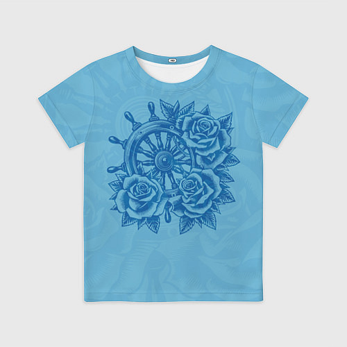Детская футболка Штурвал и три розы / 3D-принт – фото 1