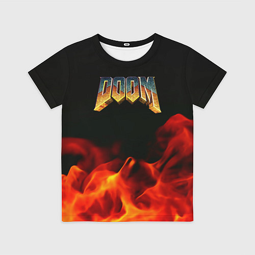 Детская футболка Doom огненная текстура / 3D-принт – фото 1