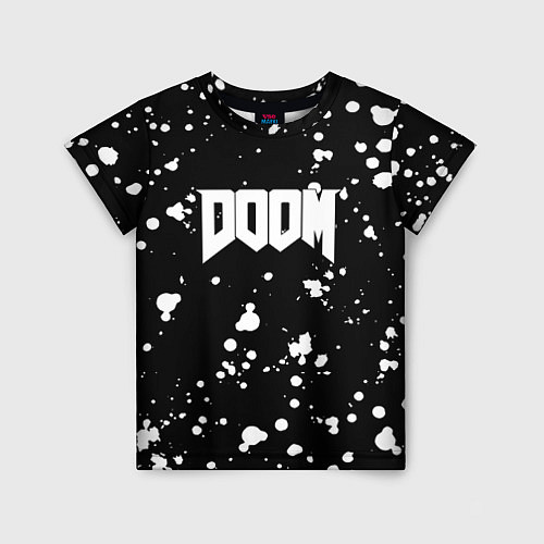 Детская футболка Doom белые краски всплеск / 3D-принт – фото 1