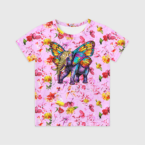 Детская футболка Слон с крыльями бабочки / 3D-принт – фото 1
