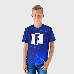 Футболка детская Fortnite blue poly, цвет: 3D-принт — фото 2