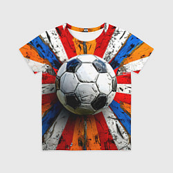 Футболка детская Футбольный мяч в ярких линиях, цвет: 3D-принт