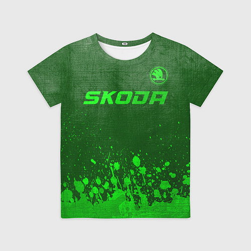 Детская футболка Skoda - green gradient посередине / 3D-принт – фото 1