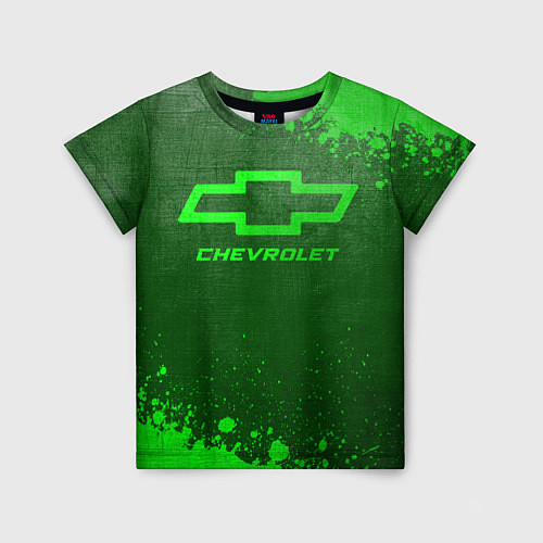 Детская футболка Chevrolet - green gradient / 3D-принт – фото 1