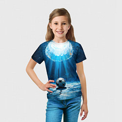 Футболка детская Футбольный мяч в синем, цвет: 3D-принт — фото 2