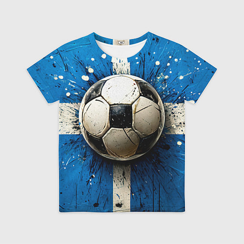 Детская футболка Футбольный мяч на синем / 3D-принт – фото 1