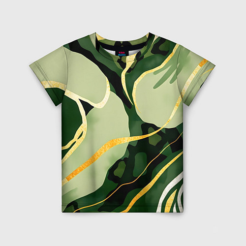 Детская футболка Зеленый природный паттерн / 3D-принт – фото 1