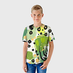 Футболка детская Зеленый анималистичный паттерн, цвет: 3D-принт — фото 2