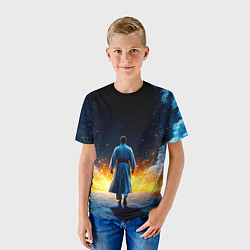 Футболка детская Айкидоист в огне и синий дым, цвет: 3D-принт — фото 2