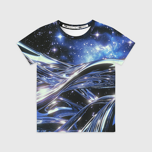 Детская футболка Закрученные линии и звезды - космическая абстракци / 3D-принт – фото 1