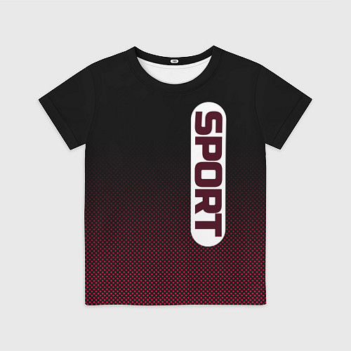 Детская футболка Sport чёрно-розовый текстурный градиент / 3D-принт – фото 1