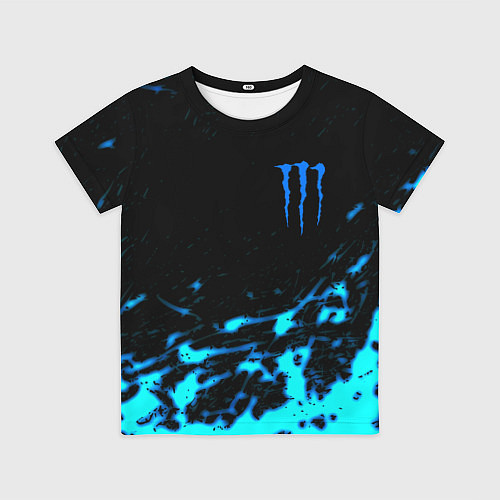 Детская футболка Monster energy голубые краски / 3D-принт – фото 1