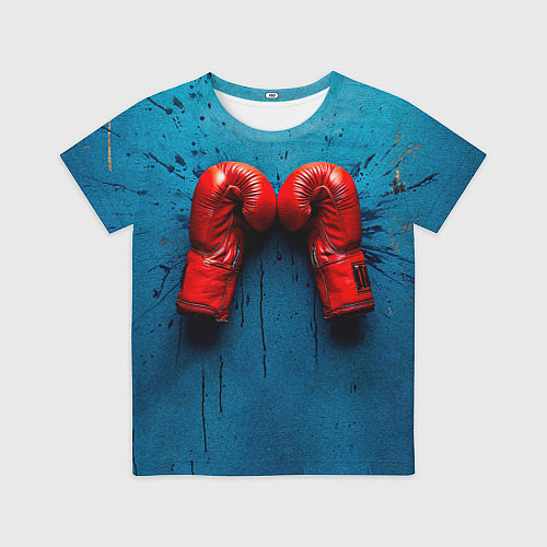 Детская футболка Бойцовские перчатки на синем / 3D-принт – фото 1
