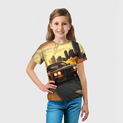 Футболка детская БМВ на фоне заката, цвет: 3D-принт — фото 2