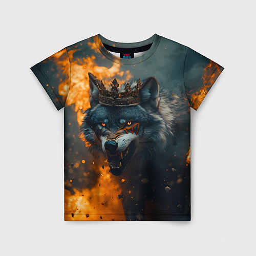 Детская футболка Злой волк в огне / 3D-принт – фото 1