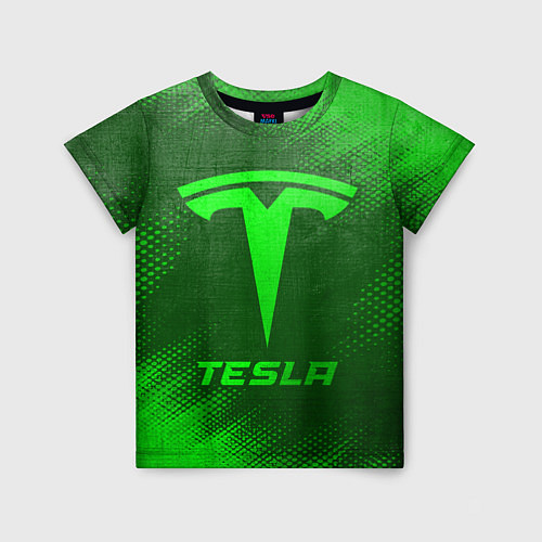 Детская футболка Tesla - green gradient / 3D-принт – фото 1