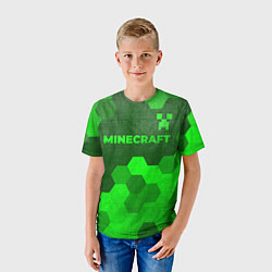 Футболка детская Minecraft - green gradient посередине, цвет: 3D-принт — фото 2