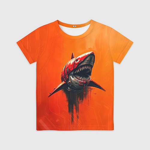 Детская футболка Кибернетическая акула / 3D-принт – фото 1
