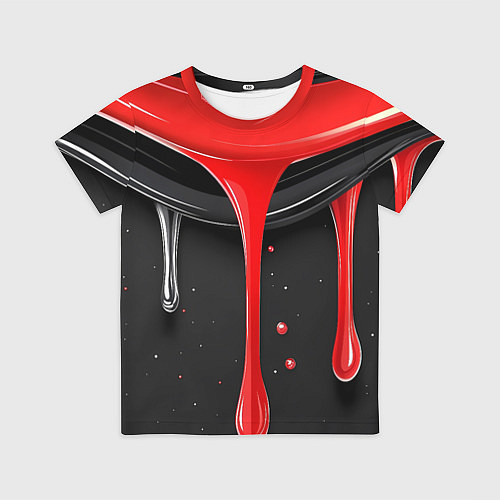 Детская футболка Красная и черная краска текстура / 3D-принт – фото 1