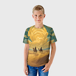 Футболка детская В пустыне на верблюдах, цвет: 3D-принт — фото 2