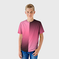 Футболка детская Розовый с затемнением градиент пополам, цвет: 3D-принт — фото 2