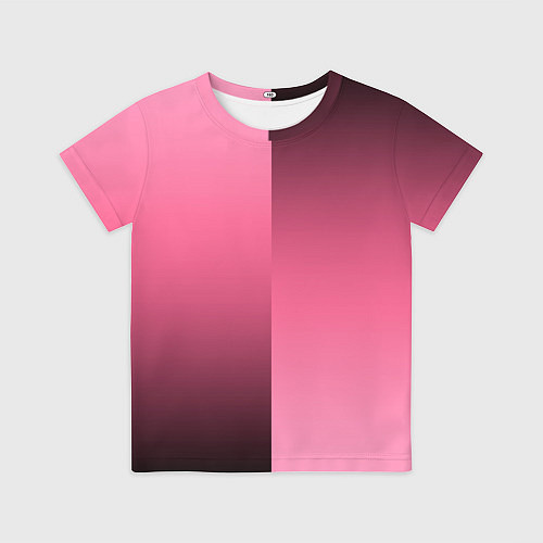 Детская футболка Розовый с затемнением градиент пополам / 3D-принт – фото 1