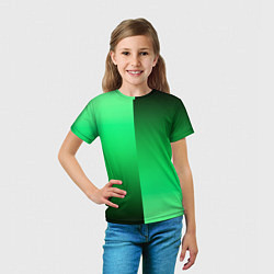 Футболка детская Чёрно-зелёный градиент пополам, цвет: 3D-принт — фото 2