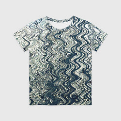Футболка детская Бело-синий искажённые абстрактные линии, цвет: 3D-принт