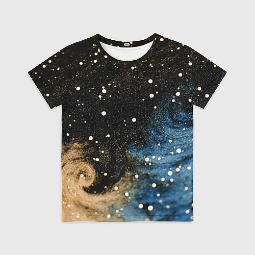 Детская футболка Черно-синий фон текстура / 3D-принт – фото 1