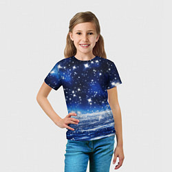 Футболка детская Космический синий абстрактный фон - текстура, цвет: 3D-принт — фото 2