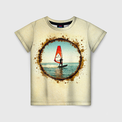 Детская футболка Виндсерфер на бежевом / 3D-принт – фото 1