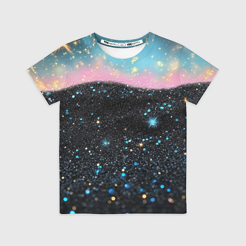 Детская футболка Блестящая текстура на черном / 3D-принт – фото 1