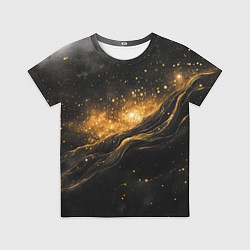 Футболка детская Золотистое сияние на черной текстуре, цвет: 3D-принт