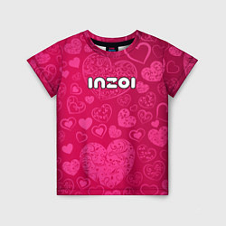 Футболка детская Inzoi лого на розовых сердечках, цвет: 3D-принт