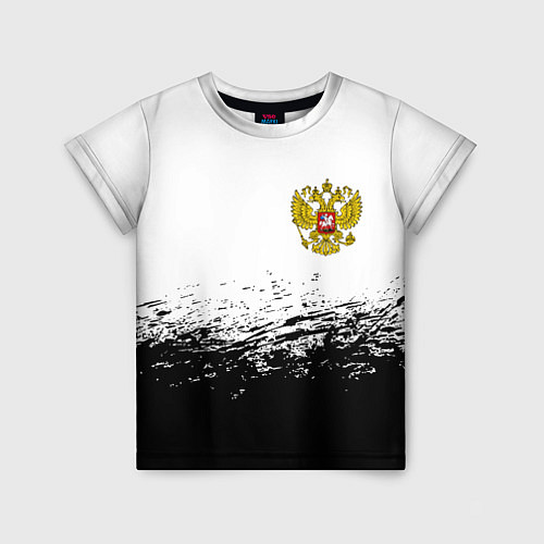 Детская футболка Россия черно белые краски / 3D-принт – фото 1
