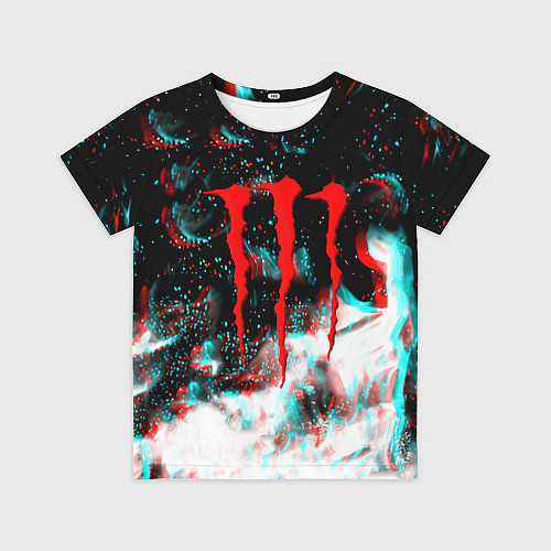 Детская футболка Monster energy огонь глитч / 3D-принт – фото 1