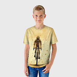 Футболка детская Трековый велосипедист на бежевом, цвет: 3D-принт — фото 2