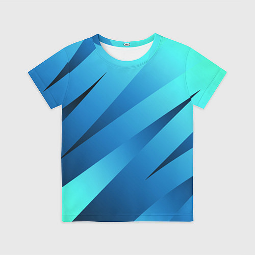 Детская футболка Сине-голубой абстрактные полосы / 3D-принт – фото 1
