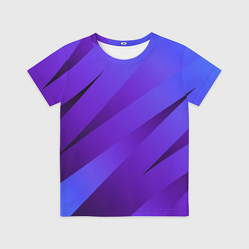 Детская футболка Сине-фиолетовый абстрактные линии / 3D-принт – фото 1