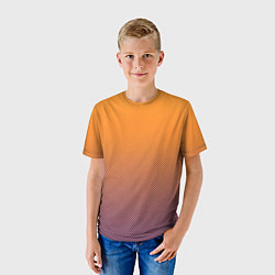 Футболка детская Градиент оранжевый в фиолетовый мелкий ромбик, цвет: 3D-принт — фото 2