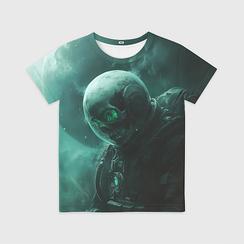 Детская футболка Космонавт скелет с зеленым светом / 3D-принт – фото 1