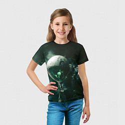 Футболка детская Скелет космонавта в космосе, цвет: 3D-принт — фото 2