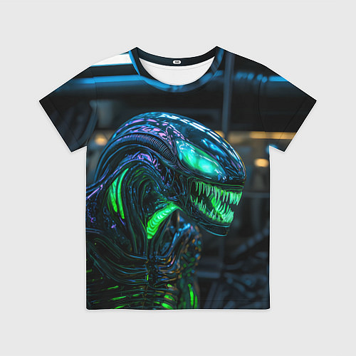 Детская футболка Чужой с зеленым неоном / 3D-принт – фото 1
