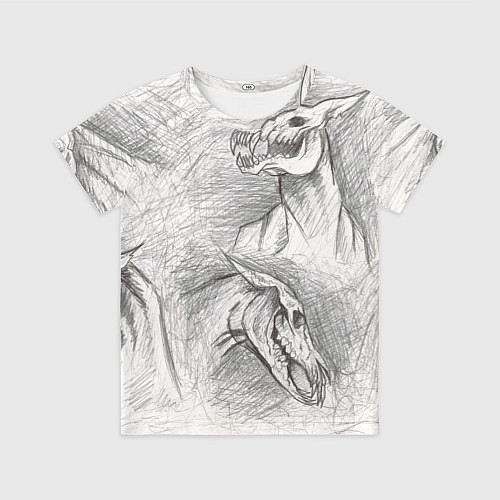 Детская футболка Черепа лошадей - эскиз / 3D-принт – фото 1